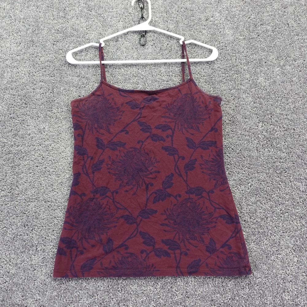 Ann Taylor Cami Womens Medium Maroon Floral Print Adjustable Strap Cotton Blend